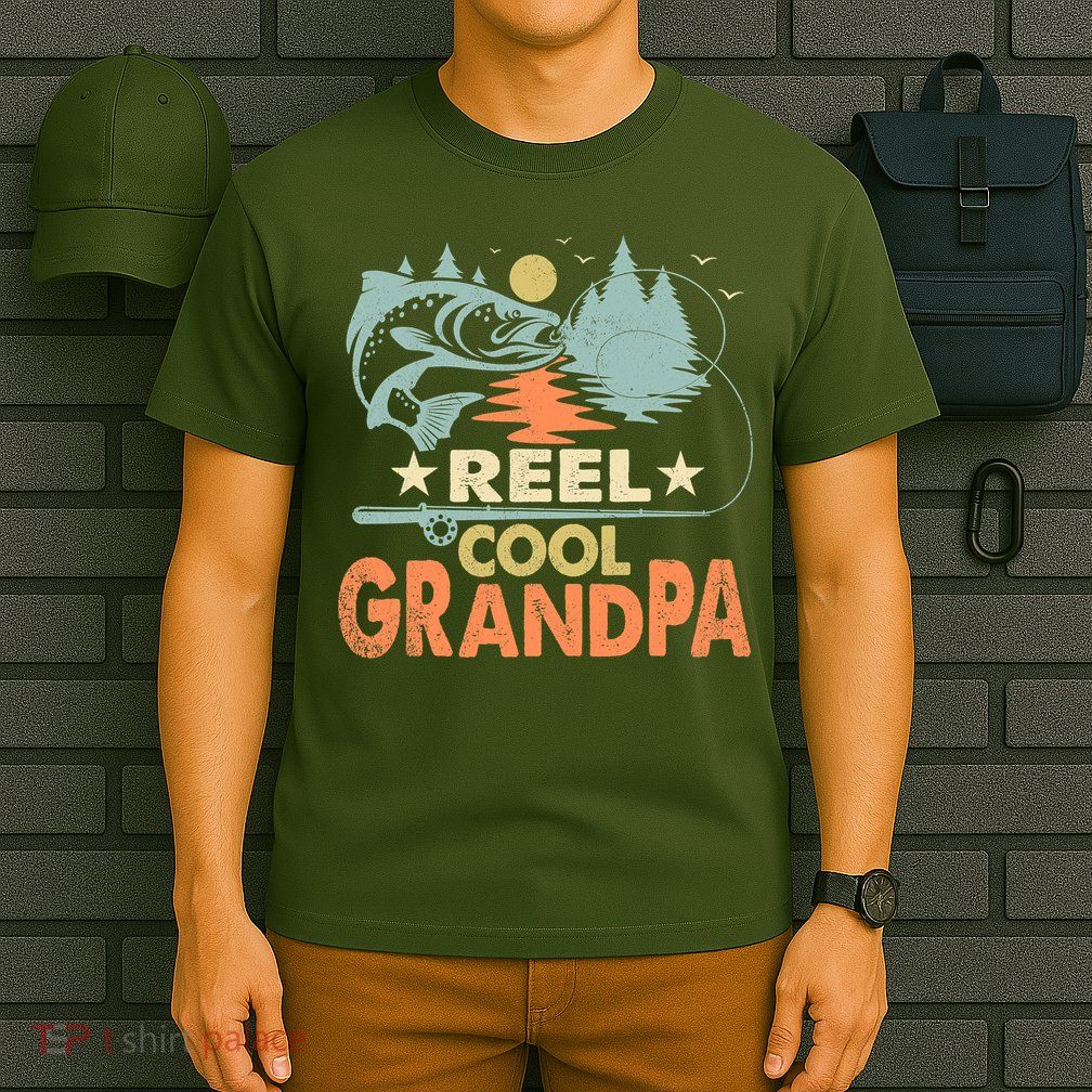 Reel Cool Grandpa Fishing Lover Vintage Father's Day T-Shirt