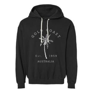 Retro Cool Gold Coast Australia Palm Tree Novelty Art Garment-Dyed Fleece Hoodie