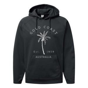 Retro Cool Gold Coast Australia Palm Tree Novelty Art Performance Fleece Hoodie