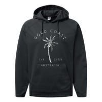 Retro Cool Gold Coast Australia Palm Tree Novelty Art Performance Fleece Hoodie