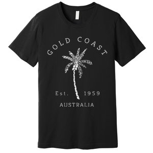 Retro Cool Gold Coast Australia Palm Tree Novelty Art Premium T-Shirt