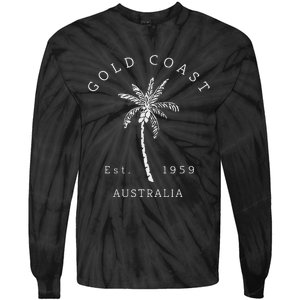 Retro Cool Gold Coast Australia Palm Tree Novelty Art Tie-Dye Long Sleeve Shirt