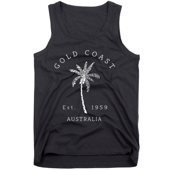 Retro Cool Gold Coast Australia Palm Tree Novelty Art Tank Top