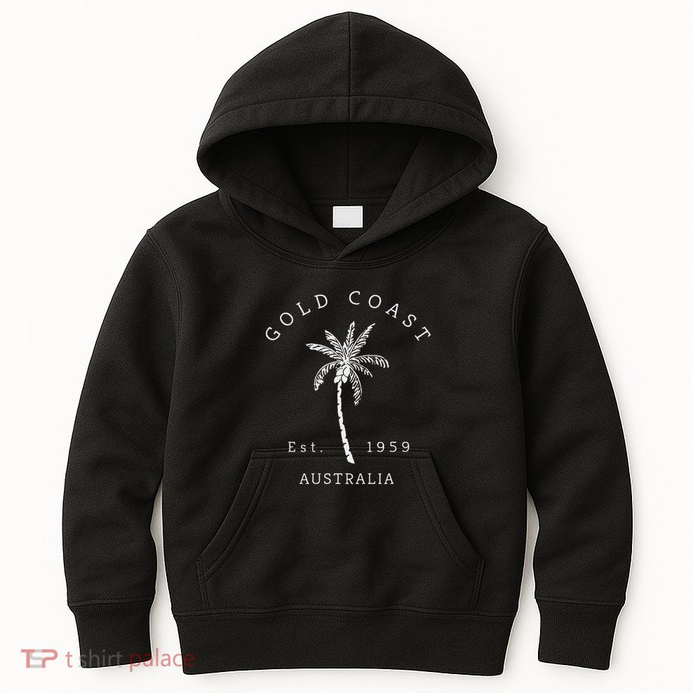 Retro Cool Gold Coast Australia Palm Tree Novelty Art Kids Hoodie