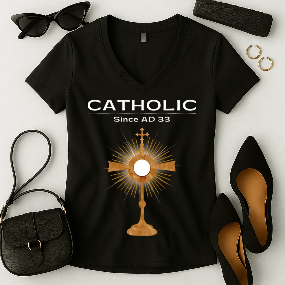 Roman Catholic Gift Since AD 33 Women's V-Neck T-Shirt