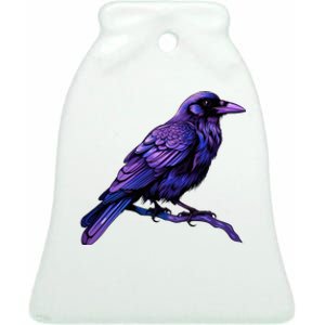 Raven Crow Graphic Ceramic Bell Ornament