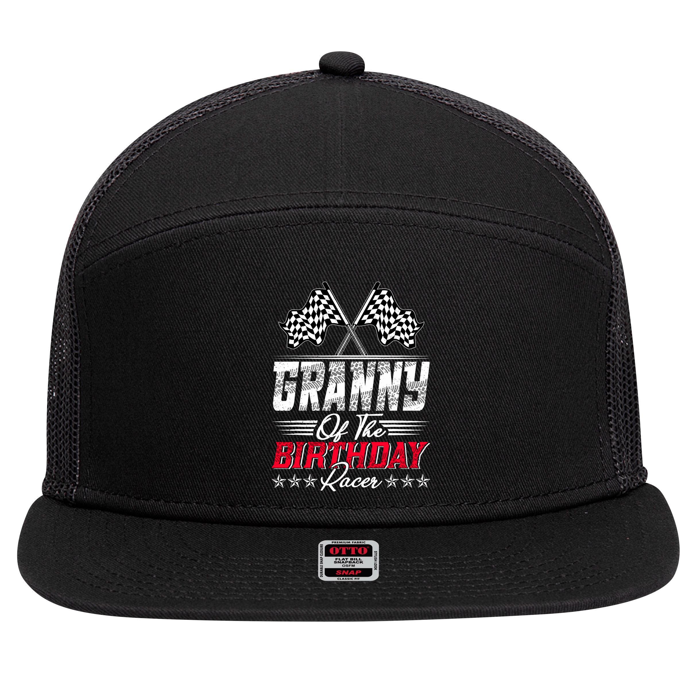 Race Car Granny Of The Birthday Racer Racing Family 7 Panel Mesh Trucker Snapback Hat