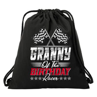 Race Car Granny Of The Birthday Racer Racing Family Drawstring Bag