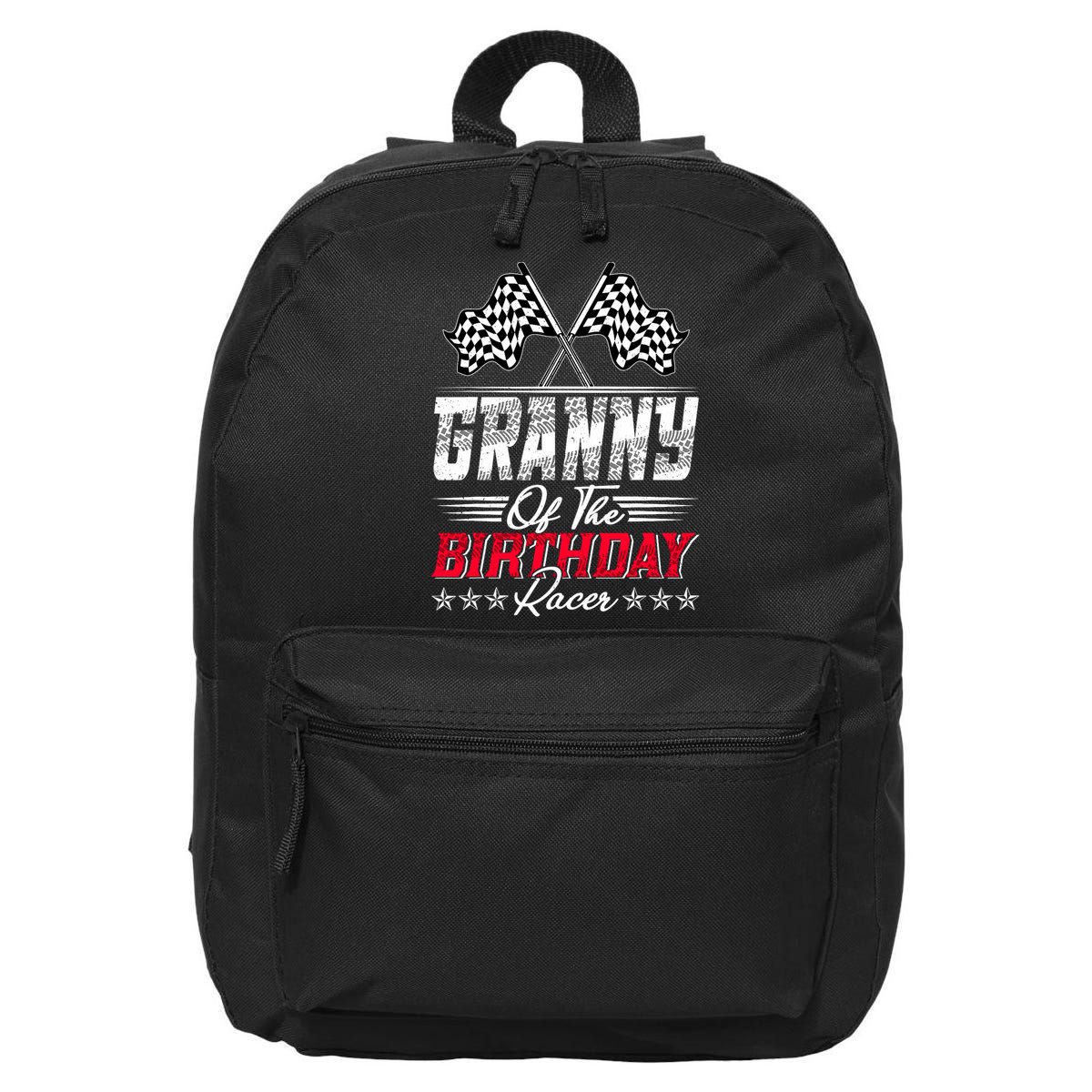 Race Car Granny Of The Birthday Racer Racing Family 16 in Basic Backpack
