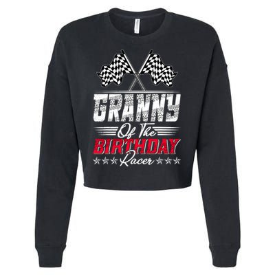 Race Car Granny Of The Birthday Racer Racing Family Cropped Pullover Crew