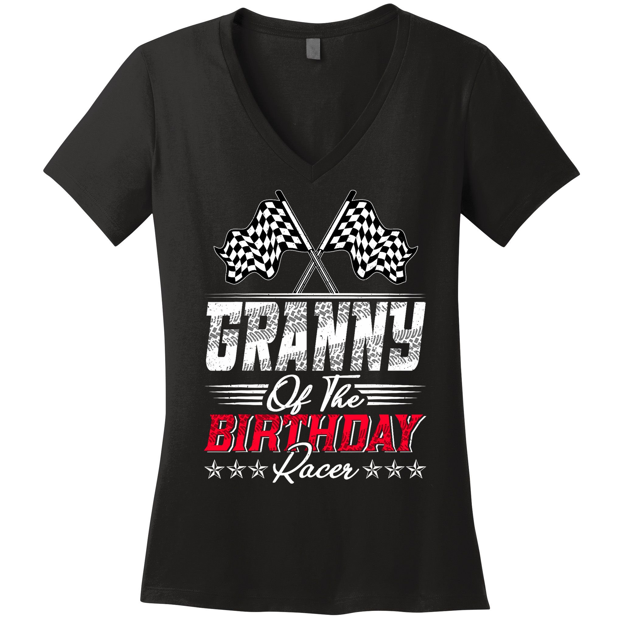 Race Car Granny Of The Birthday Racer Racing Family Women's V-Neck T-Shirt