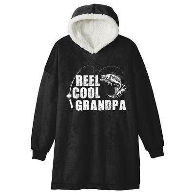 Reel Cool Grandpa Fishing Gift For Dad Or Grandpa Hooded Wearable Blanket