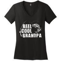 Reel Cool Grandpa Fishing Gift For Dad Or Grandpa Women's V-Neck T-Shirt