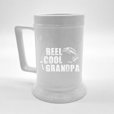 Reel Cool Grandpa Fishing Gift For Dad Or Grandpa Beer Stein