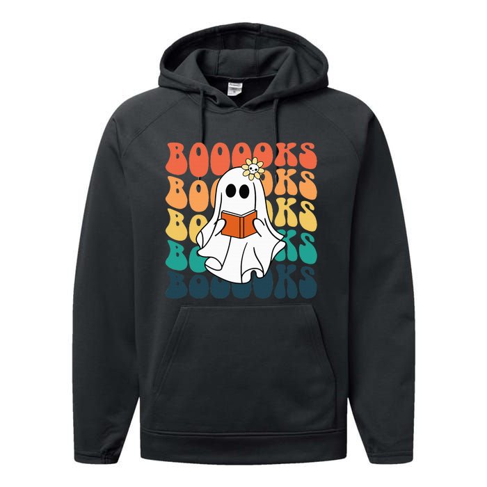 Retro Cute Ghost Book Reading Halloween Teacher Performance Fleece Hoodie