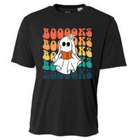 Retro Cute Ghost Book Reading Halloween Teacher Cooling Performance Crew T-Shirt