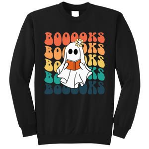 Retro Cute Ghost Book Reading Halloween Teacher Sweatshirt