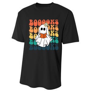 Retro Cute Ghost Book Reading Halloween Teacher Performance Sprint T-Shirt