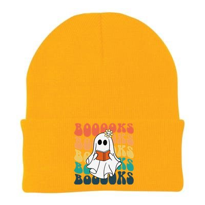 Retro Cute Ghost Book Reading Halloween Teacher Top Knit Cap Winter Beanie