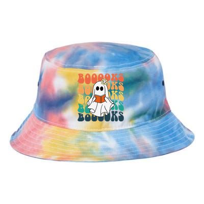 Retro Cute Ghost Book Reading Halloween Teacher Top Tie Dye Newport Bucket Hat