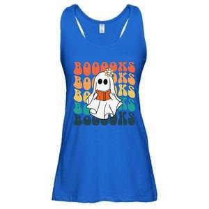 Retro Cute Ghost Book Reading Halloween Teacher Top Ladies Essential Flowy Tank