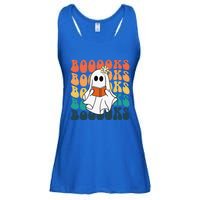 Retro Cute Ghost Book Reading Halloween Teacher Top Ladies Essential Flowy Tank