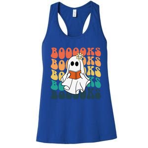 Retro Cute Ghost Book Reading Halloween Teacher Top Women's Racerback Tank