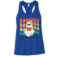 Retro Cute Ghost Book Reading Halloween Teacher Top Women's Racerback Tank