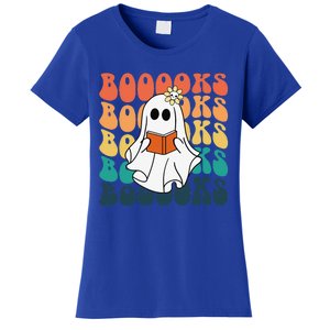 Retro Cute Ghost Book Reading Halloween Teacher Top Women's T-Shirt