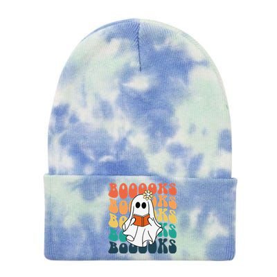 Retro Cute Ghost Book Reading Halloween Teacher Top Tie Dye 12in Knit Beanie