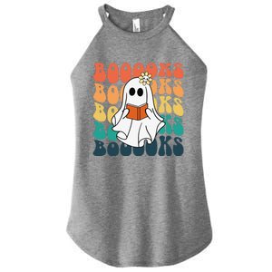 Retro Cute Ghost Book Reading Halloween Teacher Top Women's Perfect Tri Rocker Tank