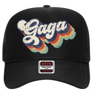 Retro Cute Gaga For Grandma Best Gaga Ever Mother's Day High Crown Mesh Back Trucker Hat