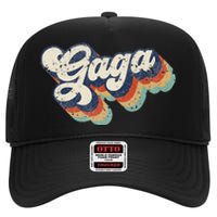 Retro Cute Gaga For Grandma Best Gaga Ever Mother's Day High Crown Mesh Back Trucker Hat