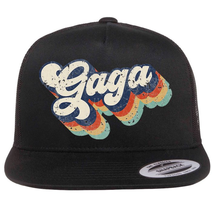 Retro Cute Gaga For Grandma Best Gaga Ever Mother's Day Flat Bill Trucker Hat