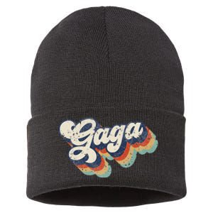 Retro Cute Gaga For Grandma Best Gaga Ever Mother's Day Sustainable Knit Beanie