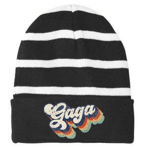 Retro Cute Gaga For Grandma Best Gaga Ever Mother's Day Striped Beanie with Solid Band