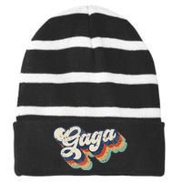 Retro Cute Gaga For Grandma Best Gaga Ever Mother's Day Striped Beanie with Solid Band