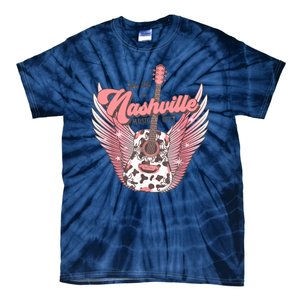 Retro Cowhide Guitar Nashville Music City Western Tie-Dye T-Shirt