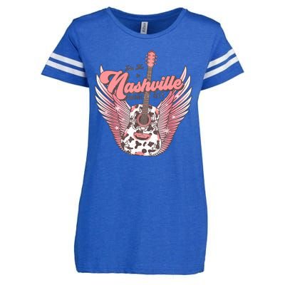 Retro Cowhide Guitar Nashville Music City Western Enza Ladies Jersey Football T-Shirt