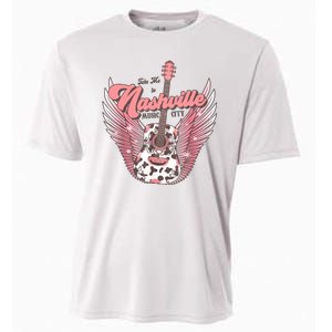 Retro Cowhide Guitar Nashville Music City Western Cooling Performance Crew T-Shirt