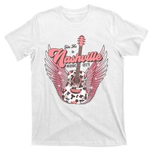 Retro Cowhide Guitar Nashville Music City Western T-Shirt