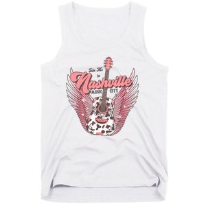 Retro Cowhide Guitar Nashville Music City Western Tank Top