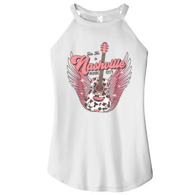 Retro Cowhide Guitar Nashville Music City Western Women’s Perfect Tri Rocker Tank