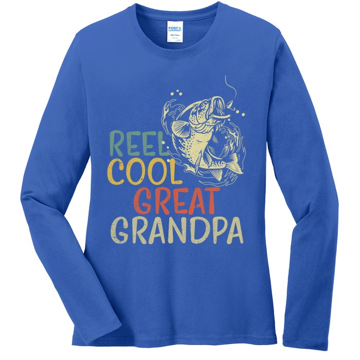 Reel Cool Great Grandpa Vintage Fishing FatherS Day Gift Ladies Long Sleeve Shirt