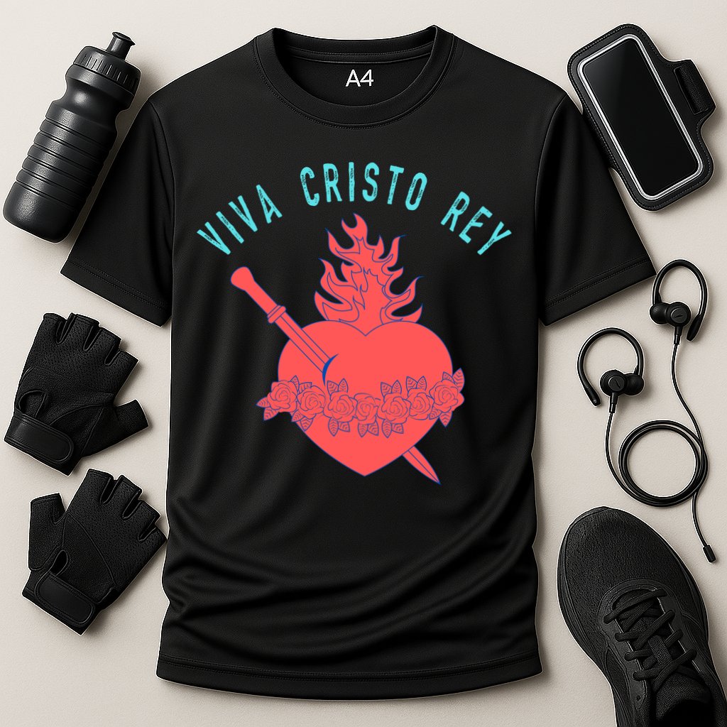 Roman Catholic Gift Viva Cristo Rey Cooling Performance Crew T-Shirt