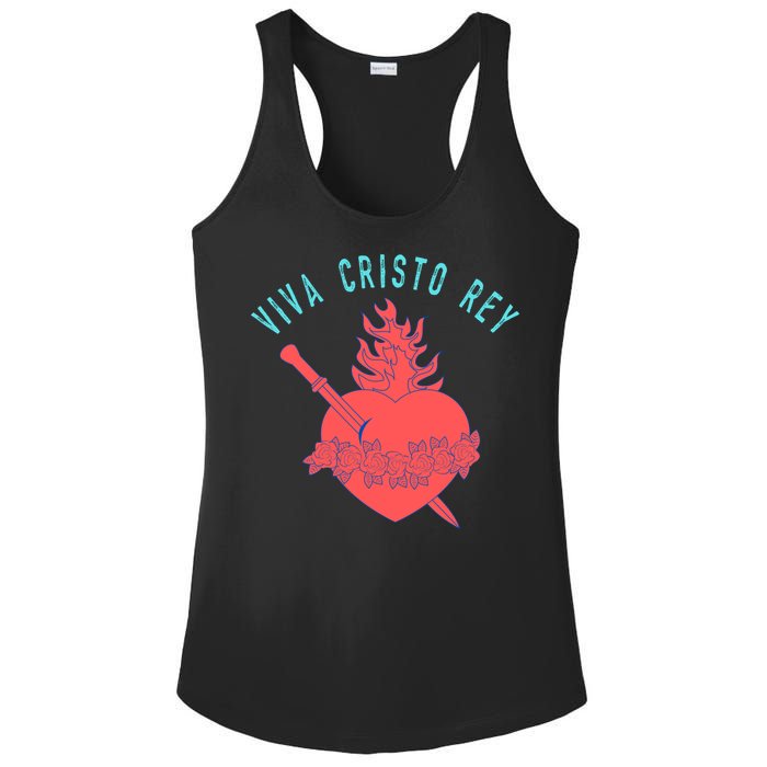 Roman Catholic Gift Viva Cristo Rey Ladies PosiCharge Competitor Racerback Tank