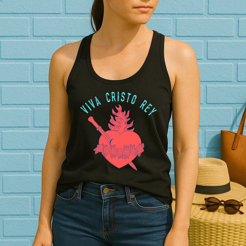 Roman Catholic Gift Viva Cristo Rey Womens Tank Top