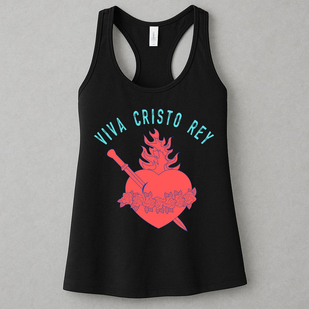 Roman Catholic Gift Viva Cristo Rey Womens Tank Top