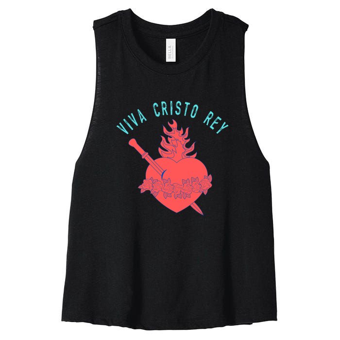 Roman Catholic Gift Viva Cristo Rey Women's Racerback Cropped Tank