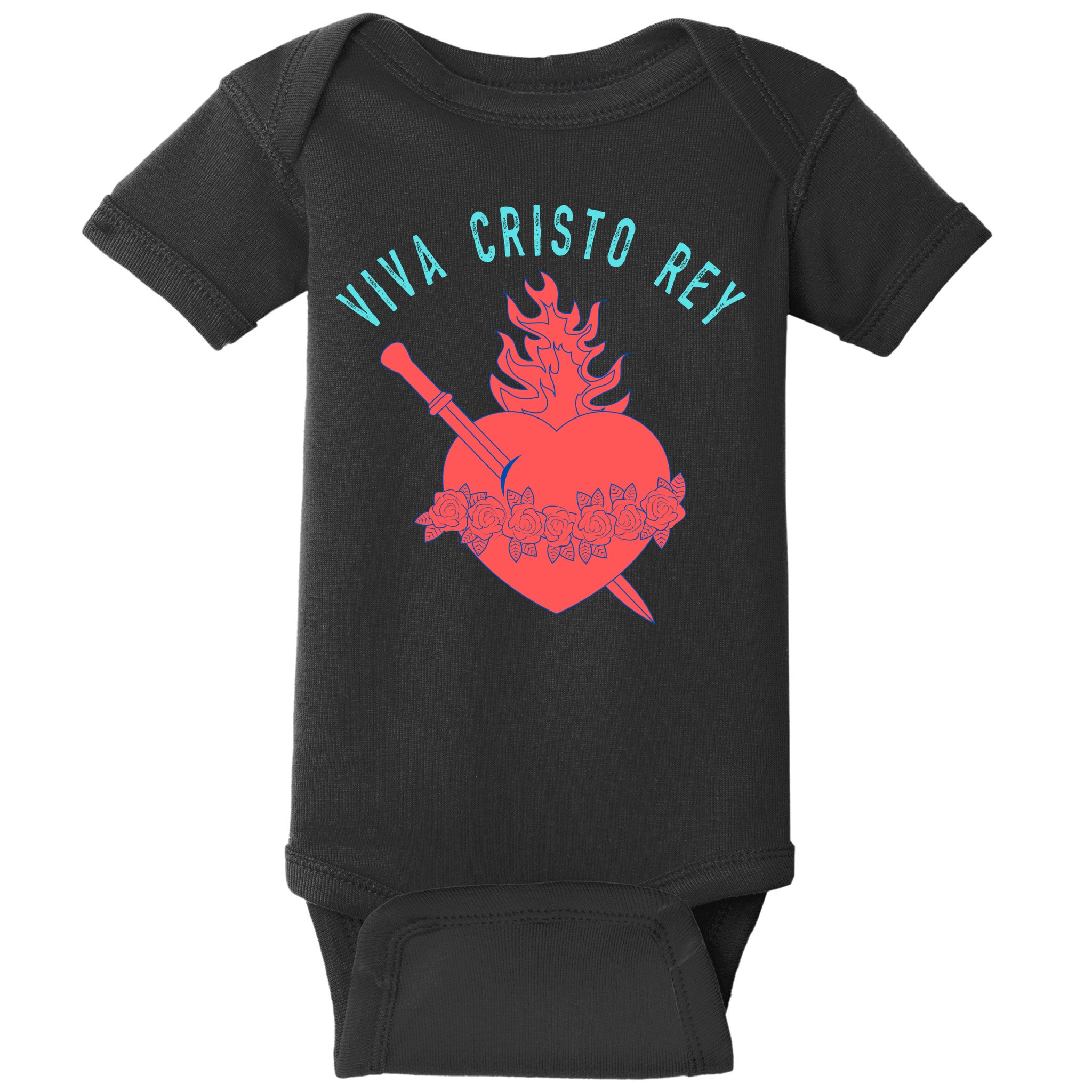 Roman Catholic Gift Viva Cristo Rey Baby Bodysuit